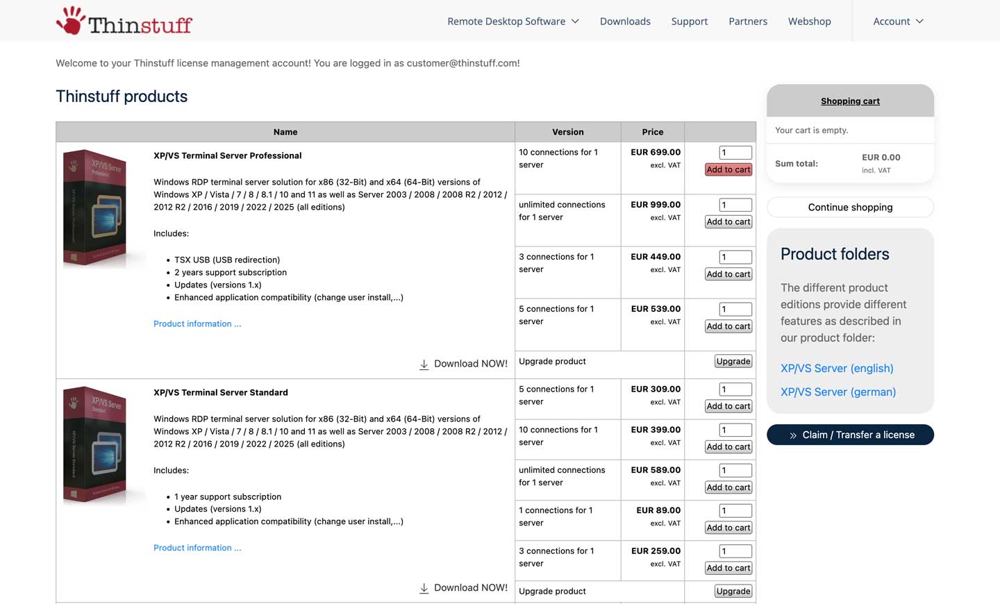 Thinstuff Webshop
