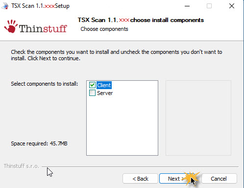Component selection client