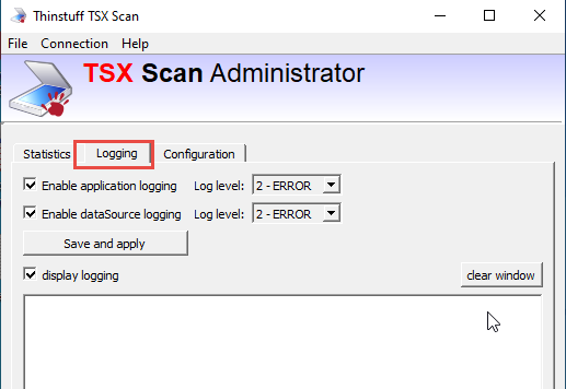 TSX Scan Administrator Logging Settings