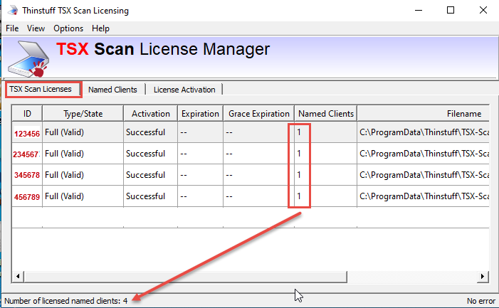 List of licenses in License Manager