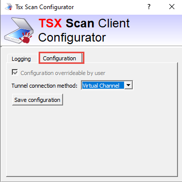 TSX Scan Client Configurator - Configuration