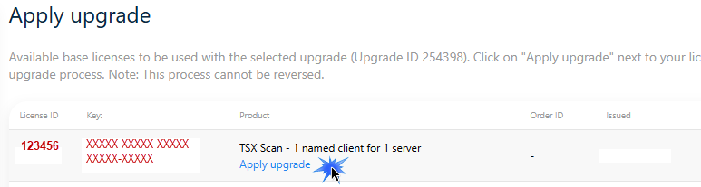 Apply upgrade